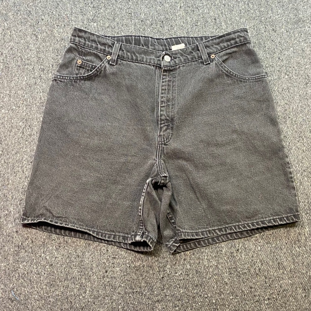 Levis 950 Relaxed Fit Sz 16 Womens Black Grunge Made in USA Denim Shorts